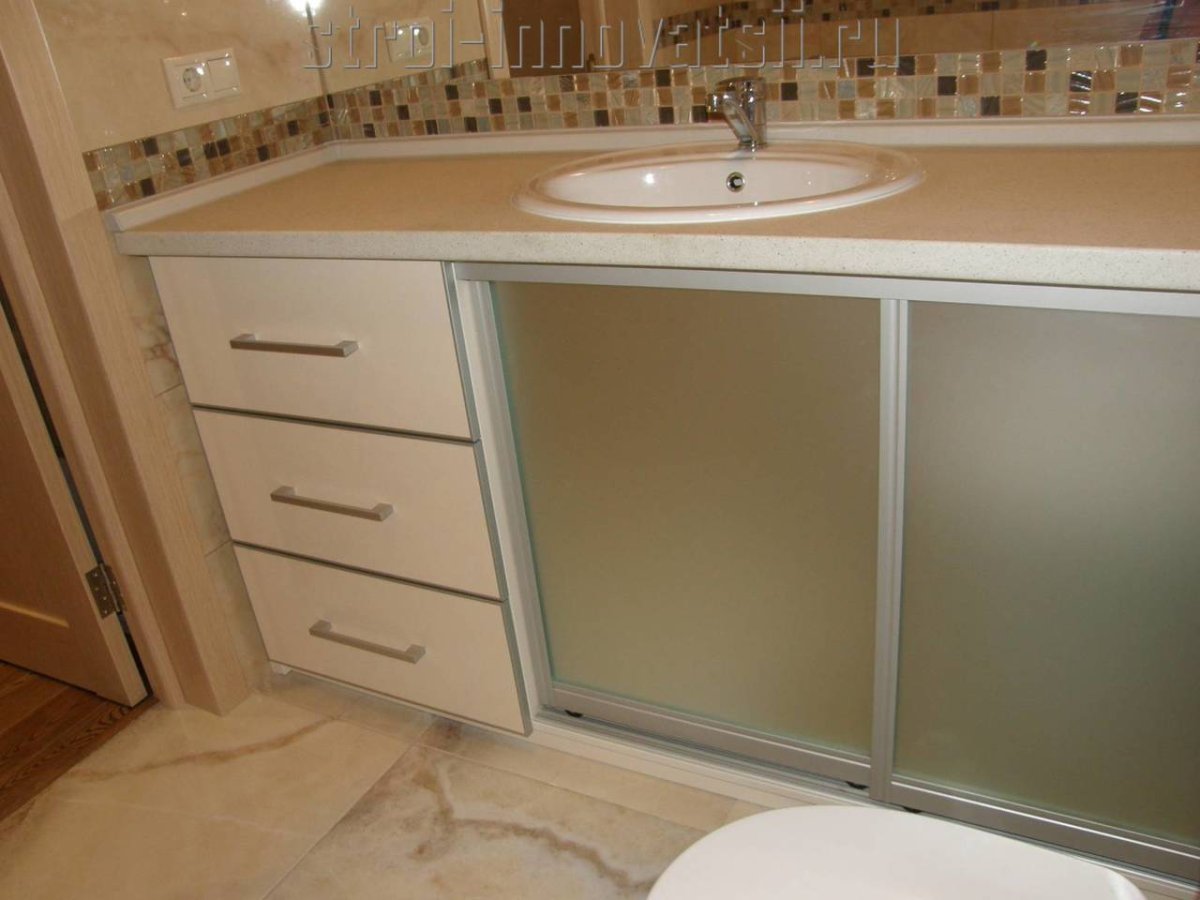 Раздвижные дверцы под раковиной