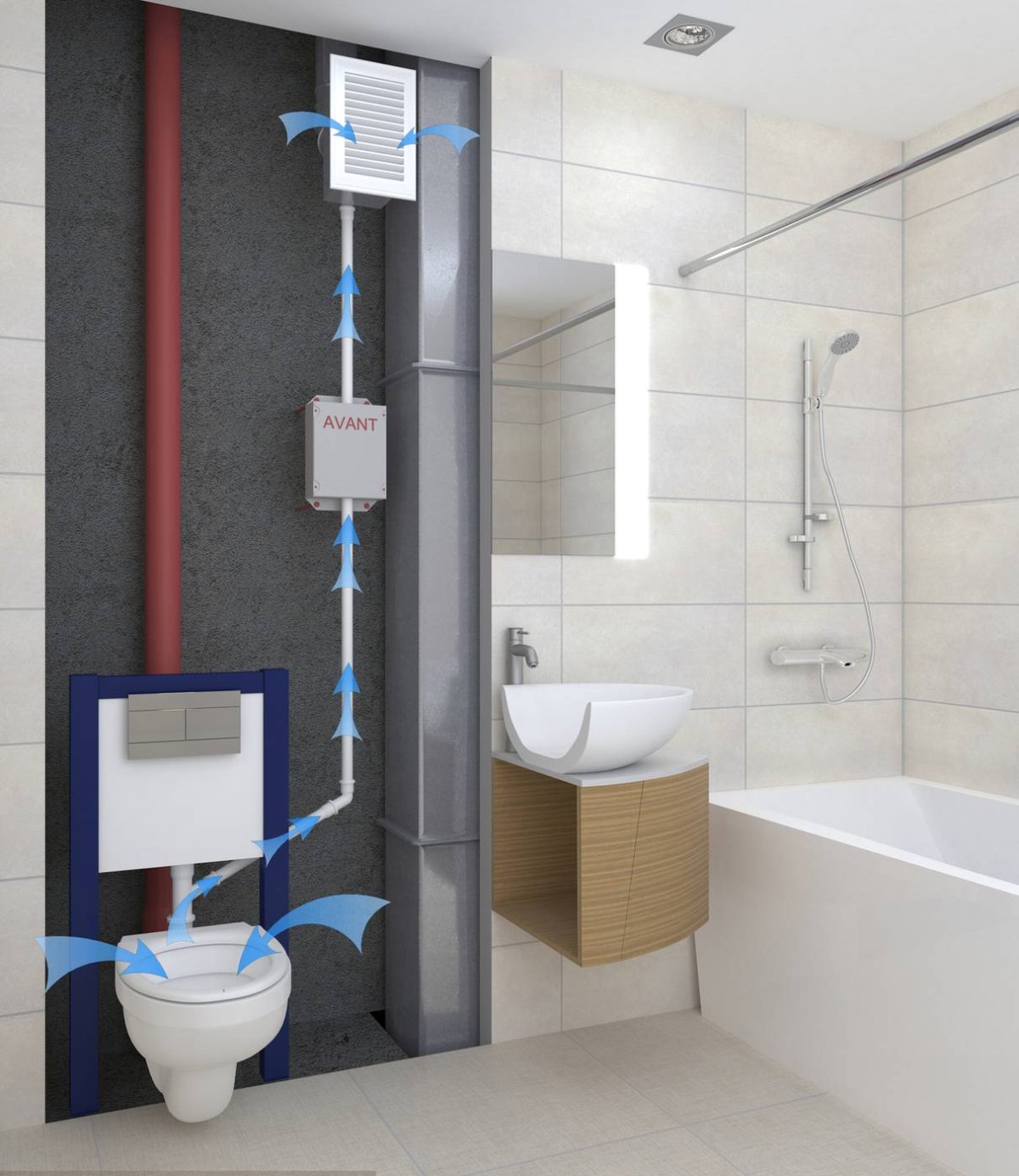 Вентиляция унитаза инсталляции