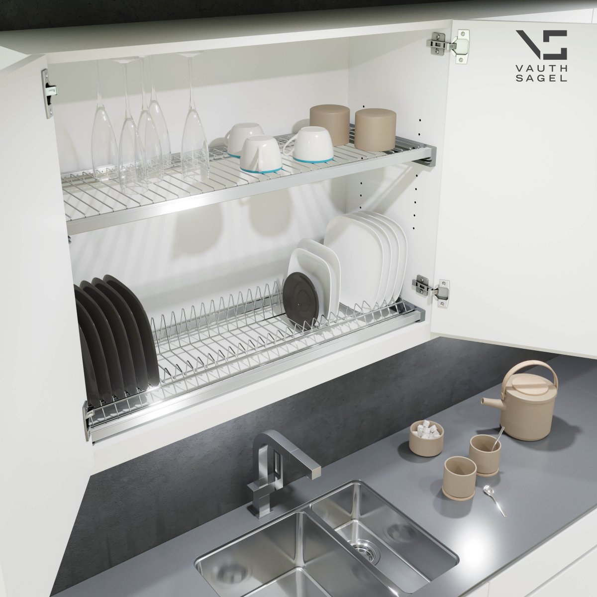 Двухуровневая сушка для посуды vs Top dish в шкаф 600 мм артикул: 90002891