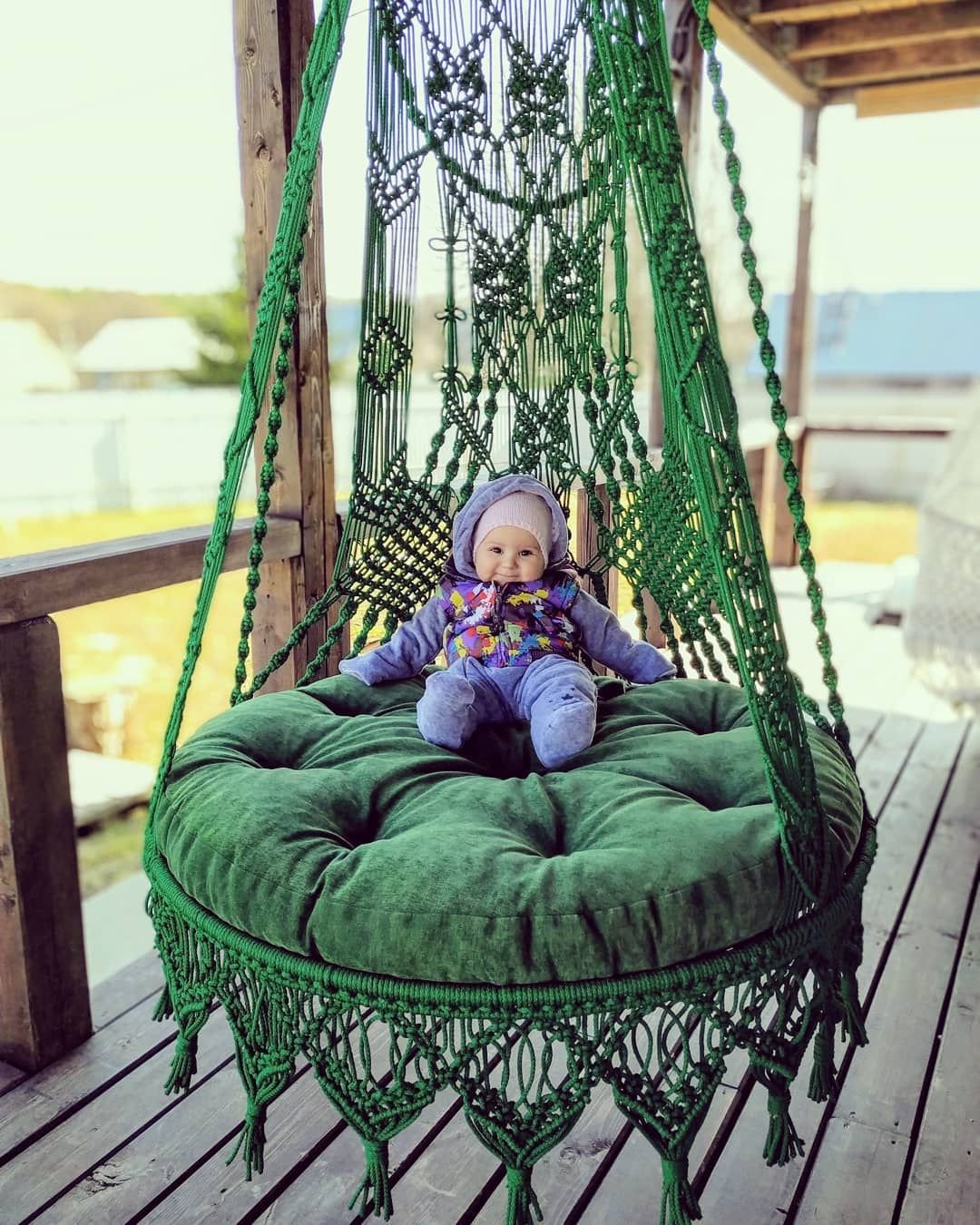 Подвесная качель в технике макраме Анна Акинина