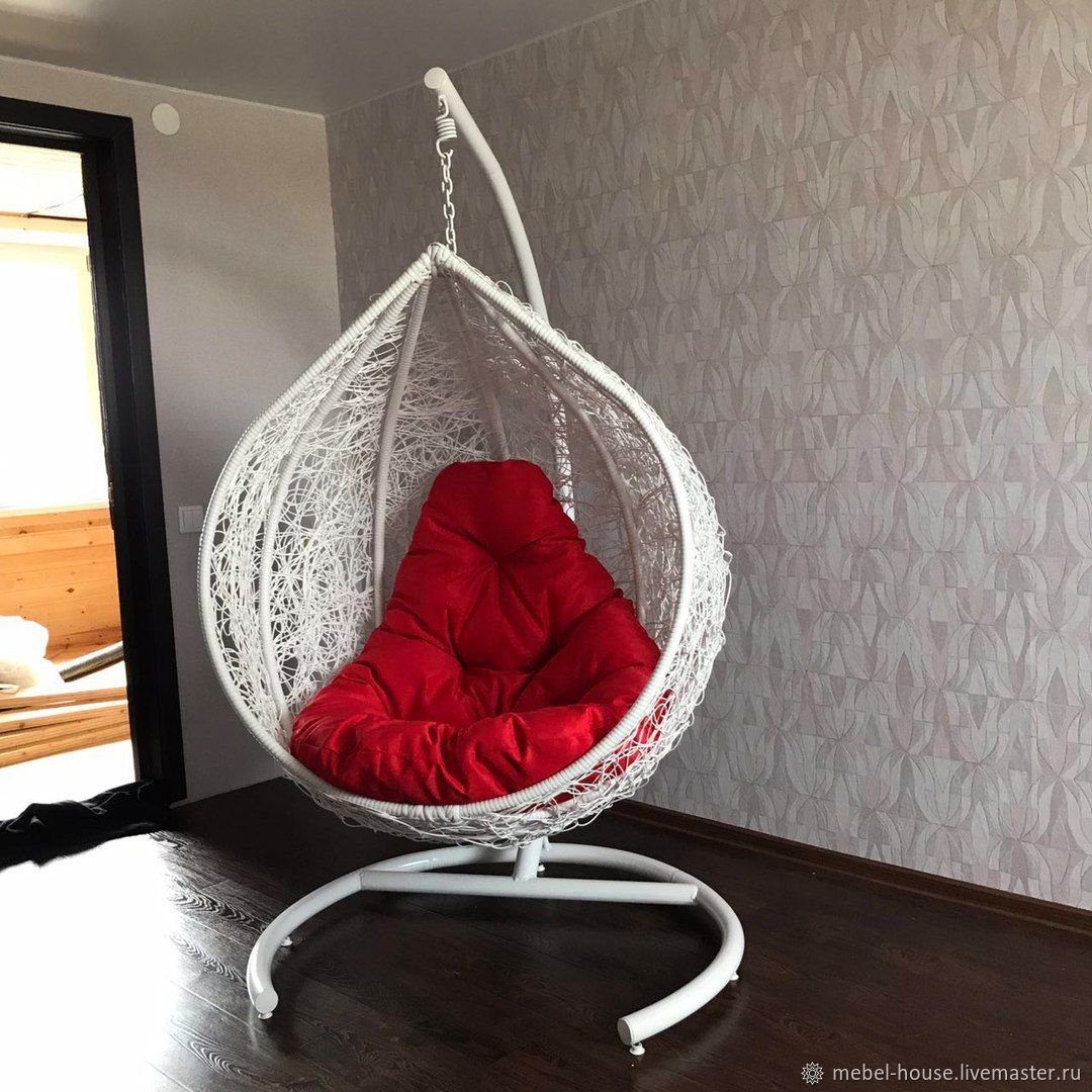 Подвесное кресло-кокон капля с ротангом