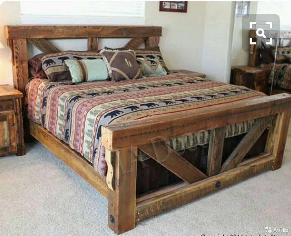 Кровать из массива стиль рустик