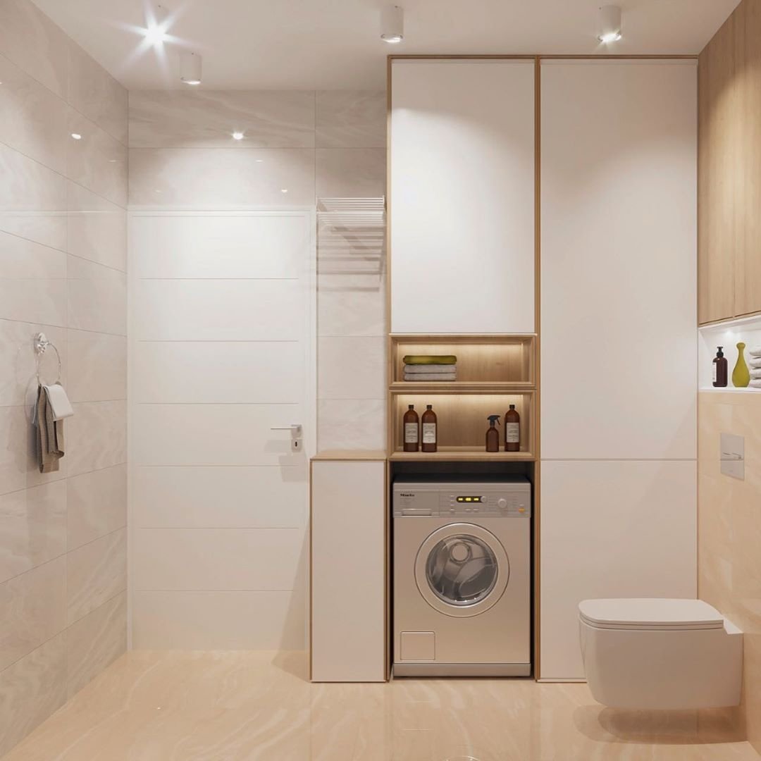 Шкаф над стиральной машиной в ванной