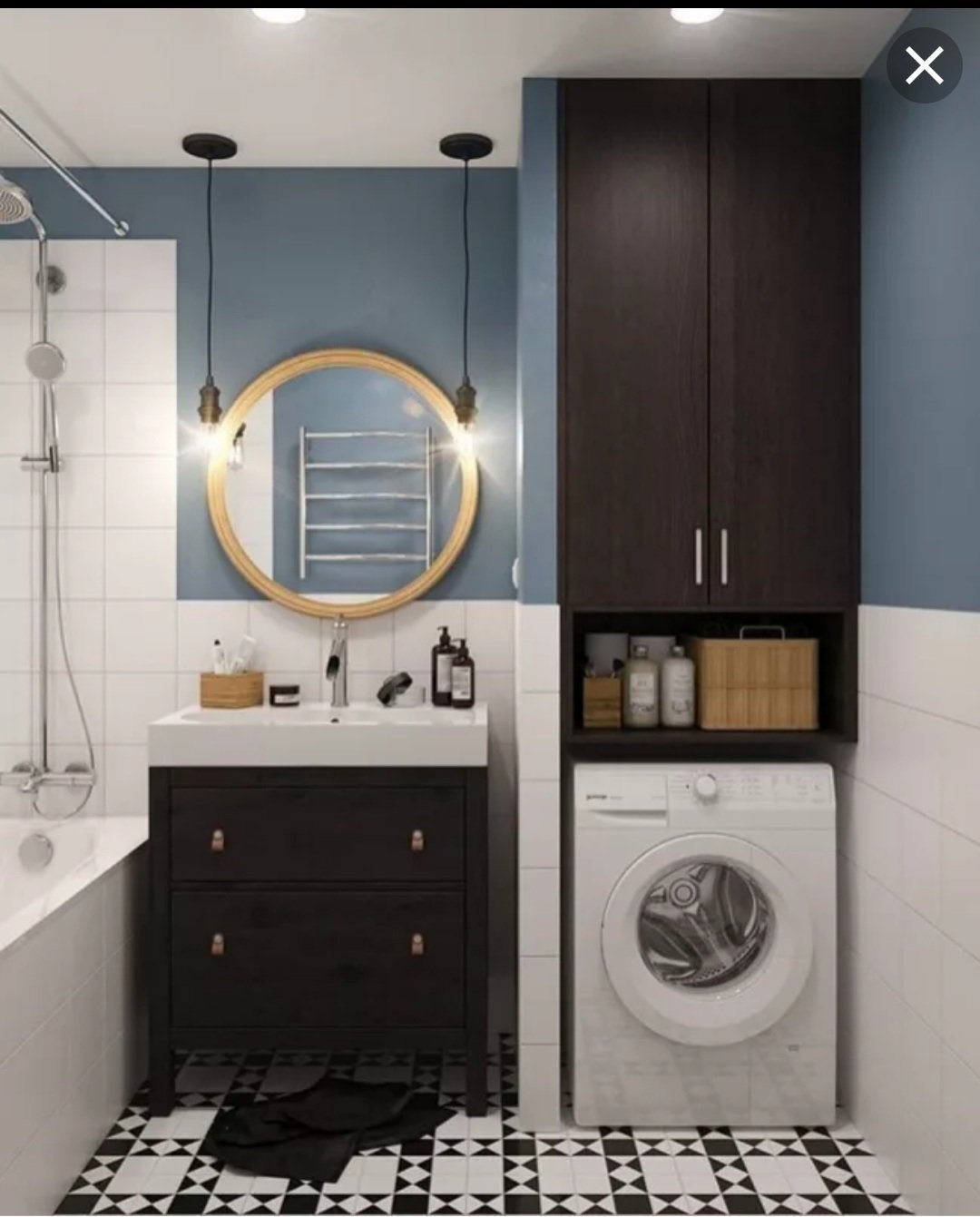 Шкаф в ванной комнате со стиральной машиной