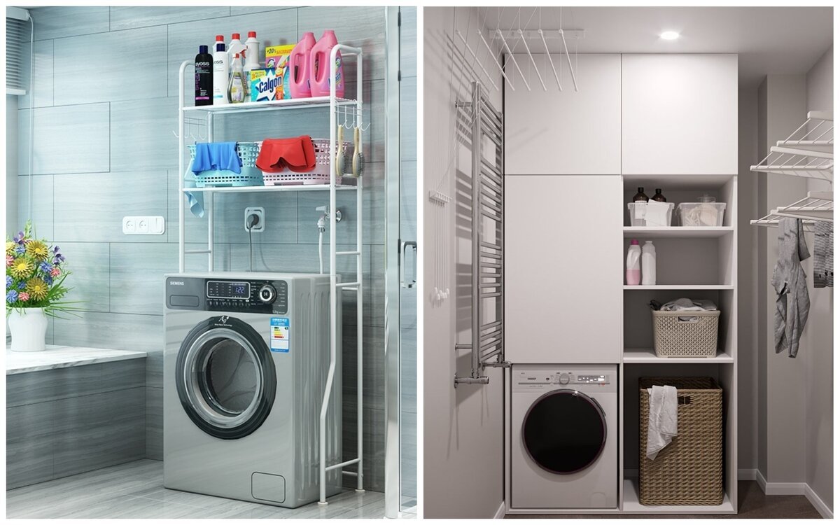 Шкаф над стиральной машиной в ванной
