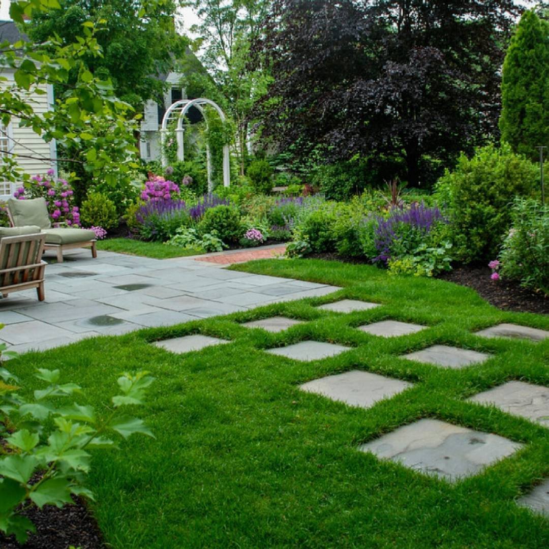 Газон и дорожки на участке