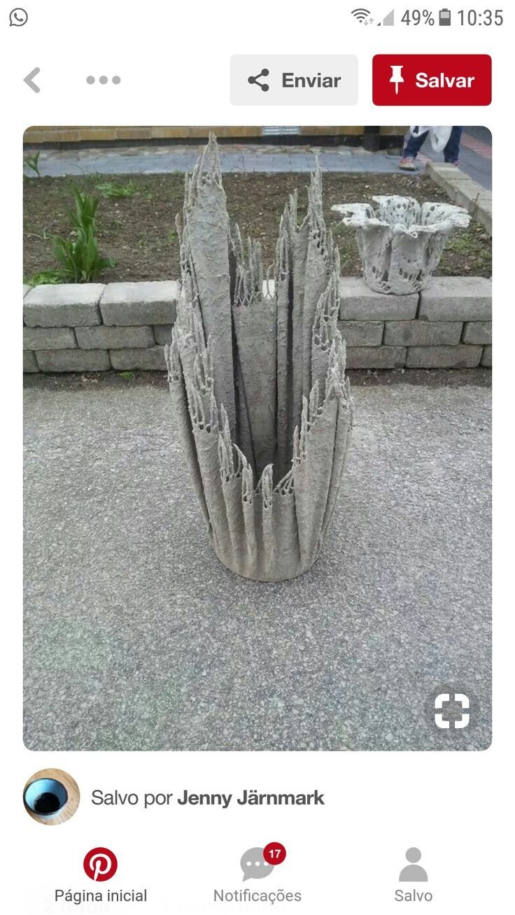 Вазон из бетона и тряпки