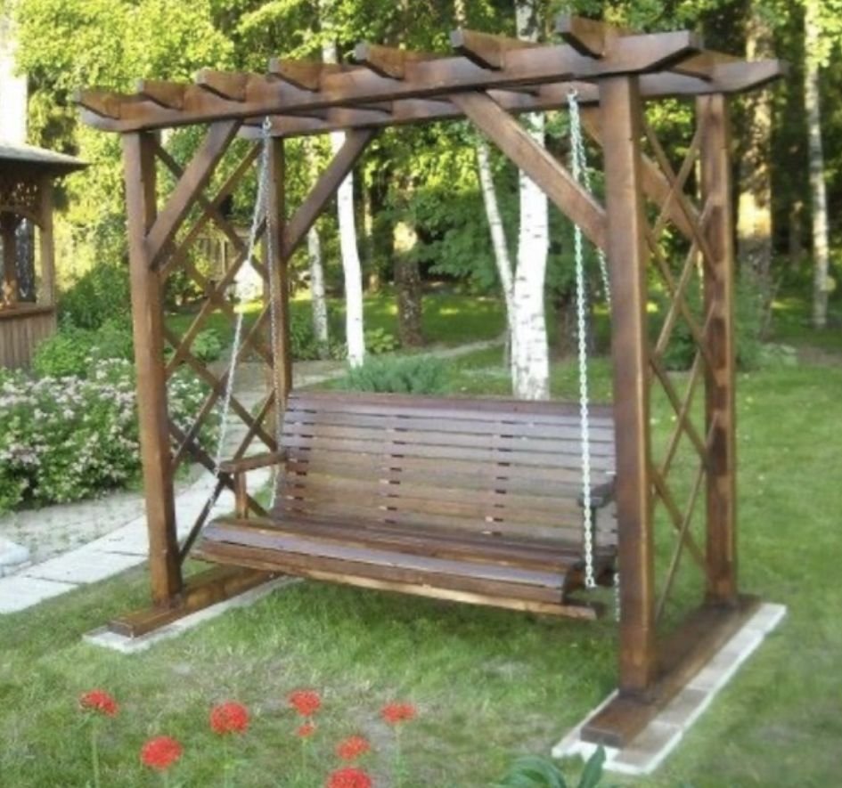 Пергола деревянная с качелями