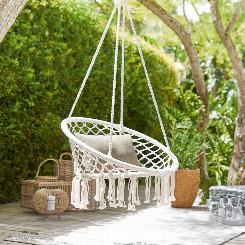 Гамак-кресло подвесное плетёное 80*120 до 120кг хлопок сталь