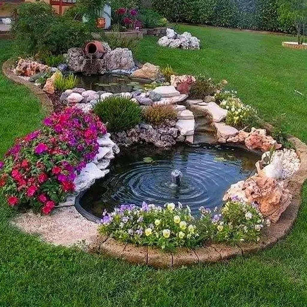 Прудик фонтанчик в саду