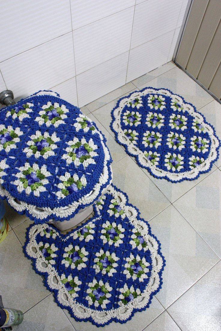 Вязаные коврики для ванной и туалета