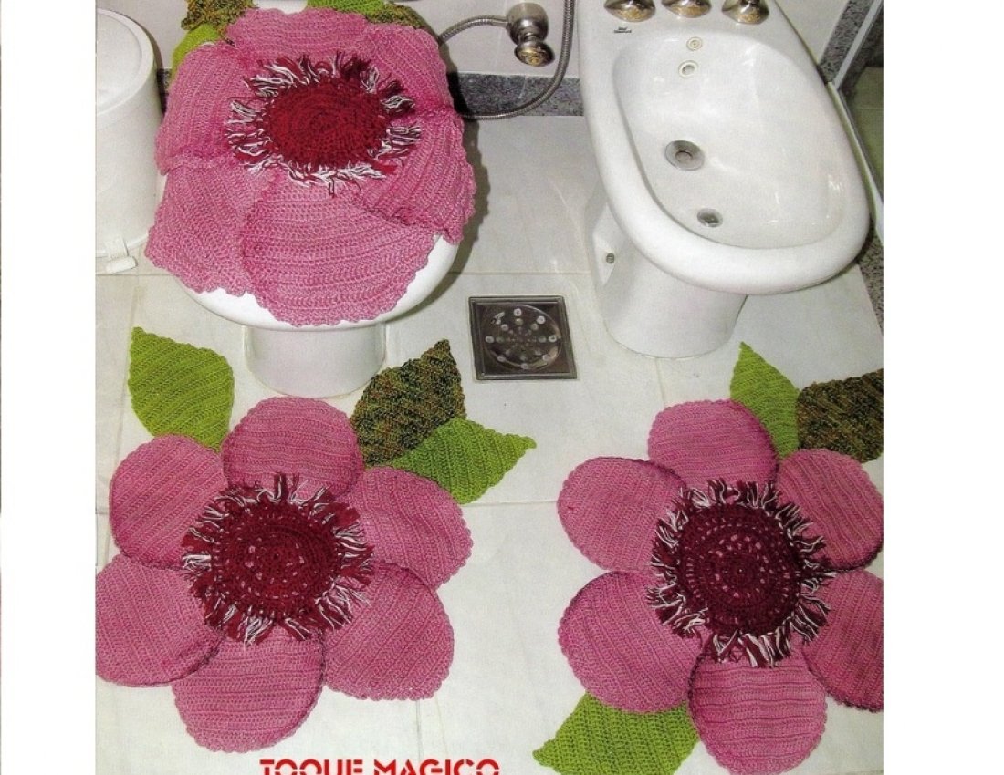 Вязаные коврики для ванной комнаты и туалета