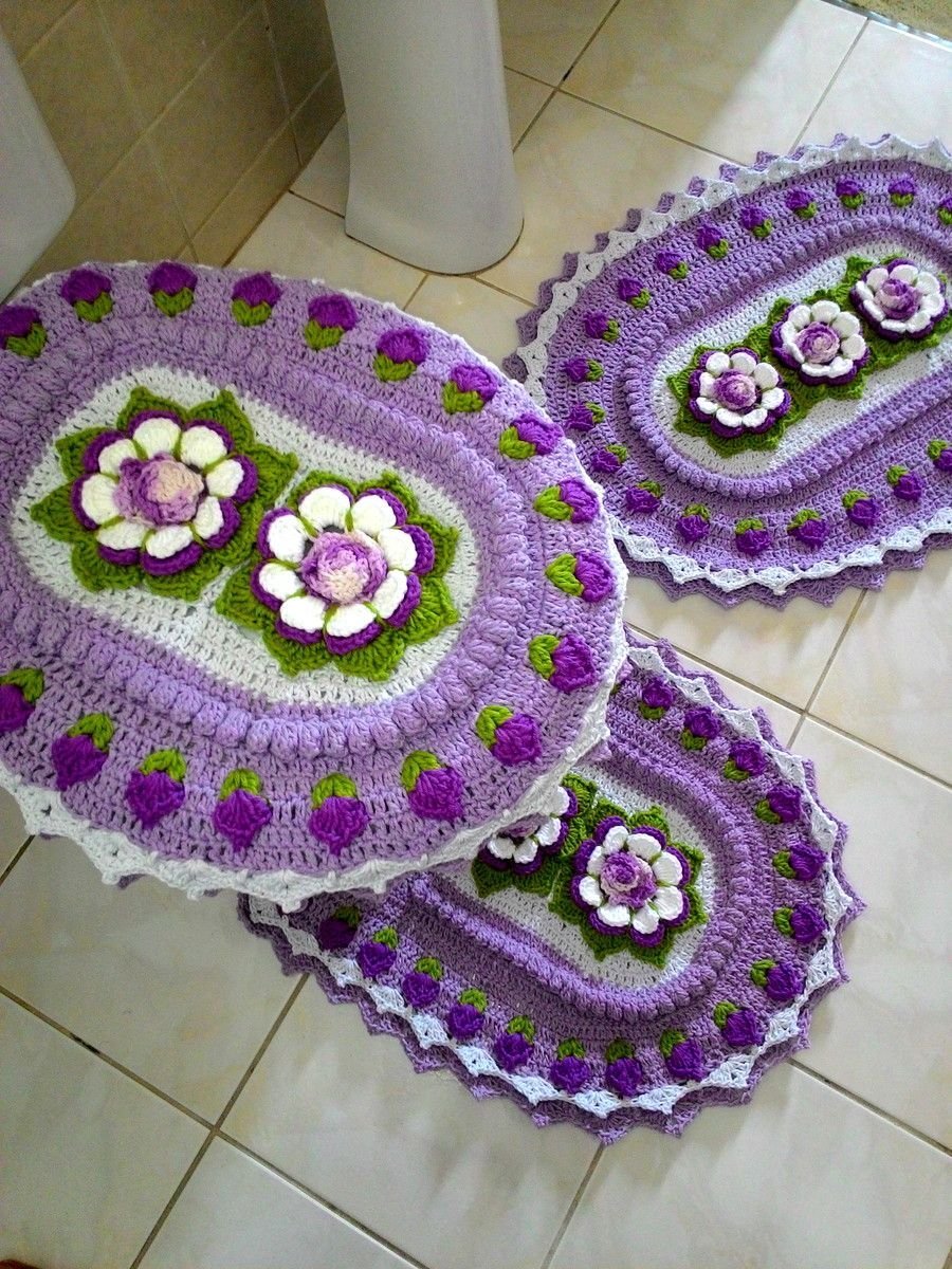 Вязаные коврики для ванной