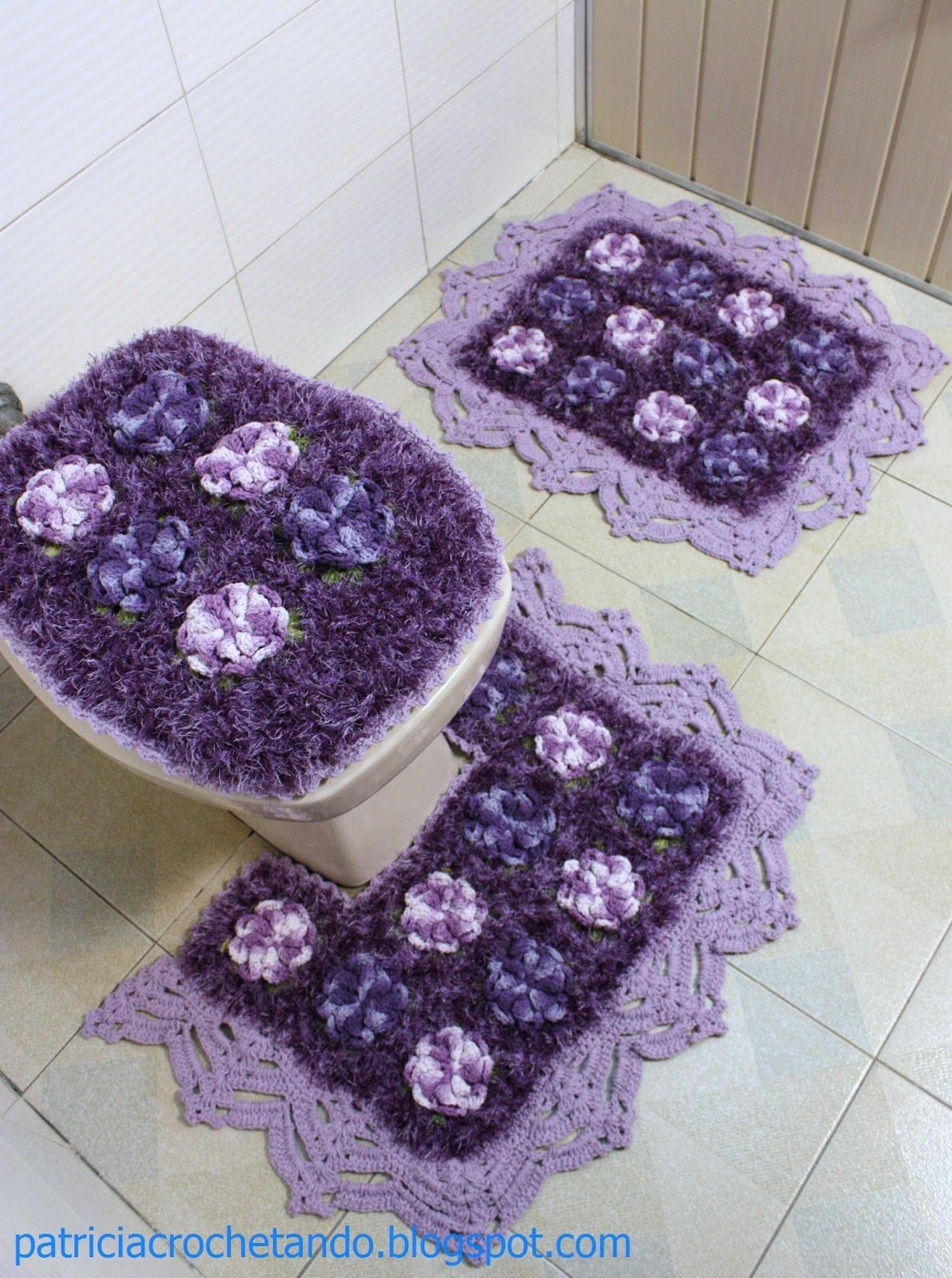 Вязаные коврики для ванной и туалета
