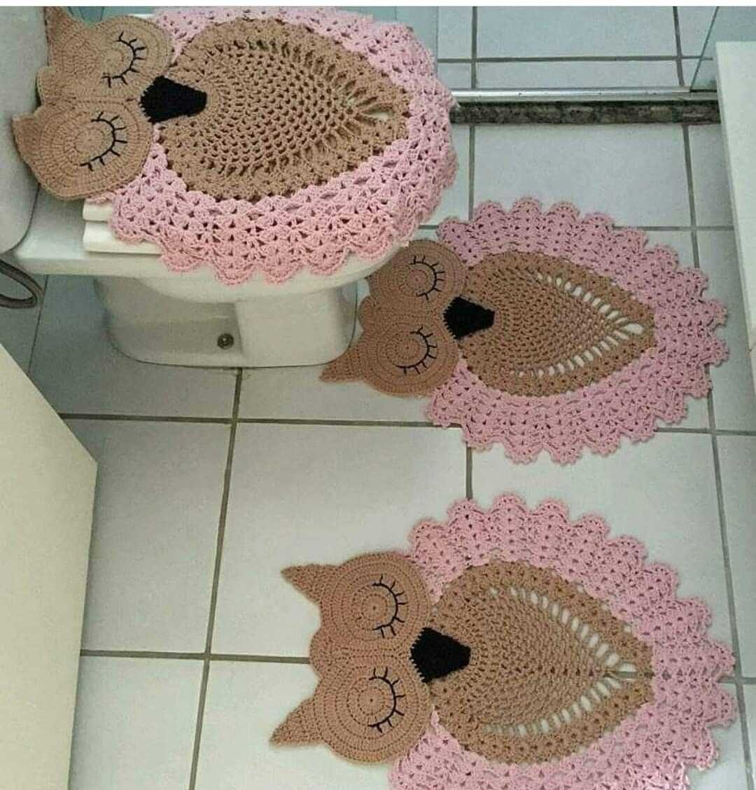 Вязаный коврик в ванную крючком