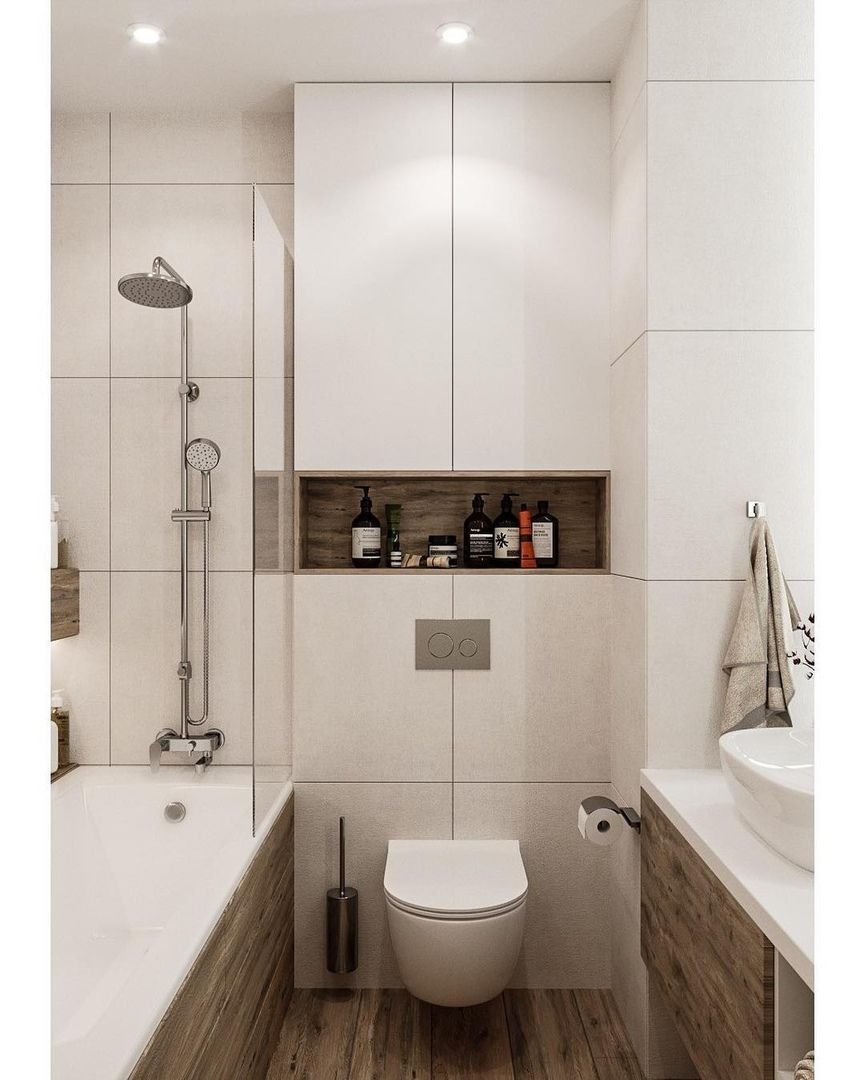 Шкаф над инсталляцией в ванной