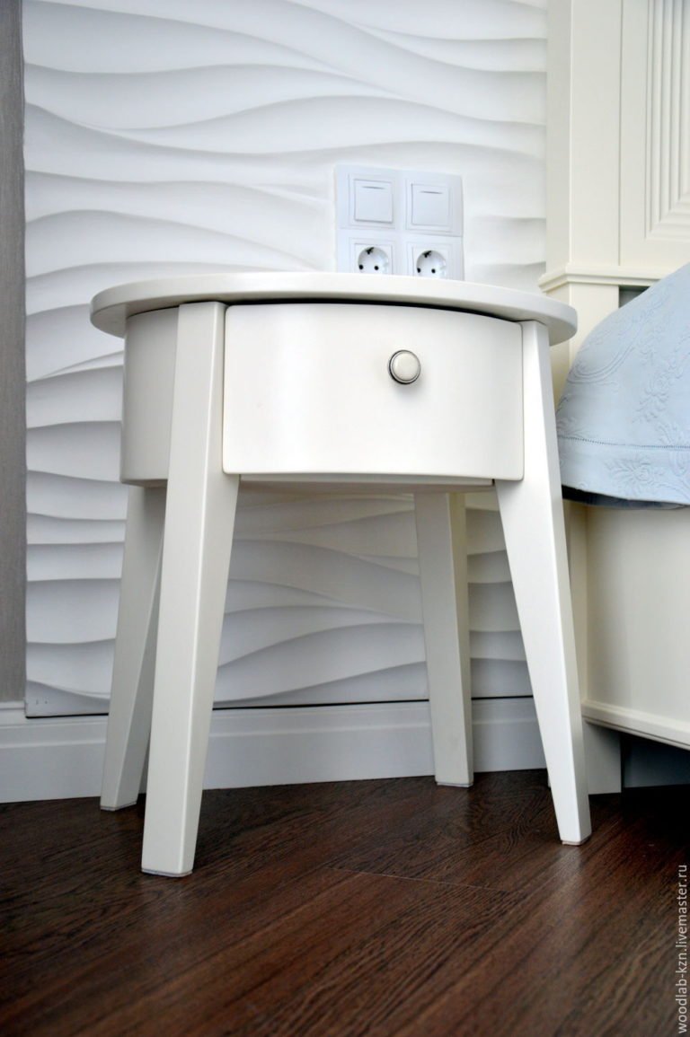 Тумба прикроватная круглая белая