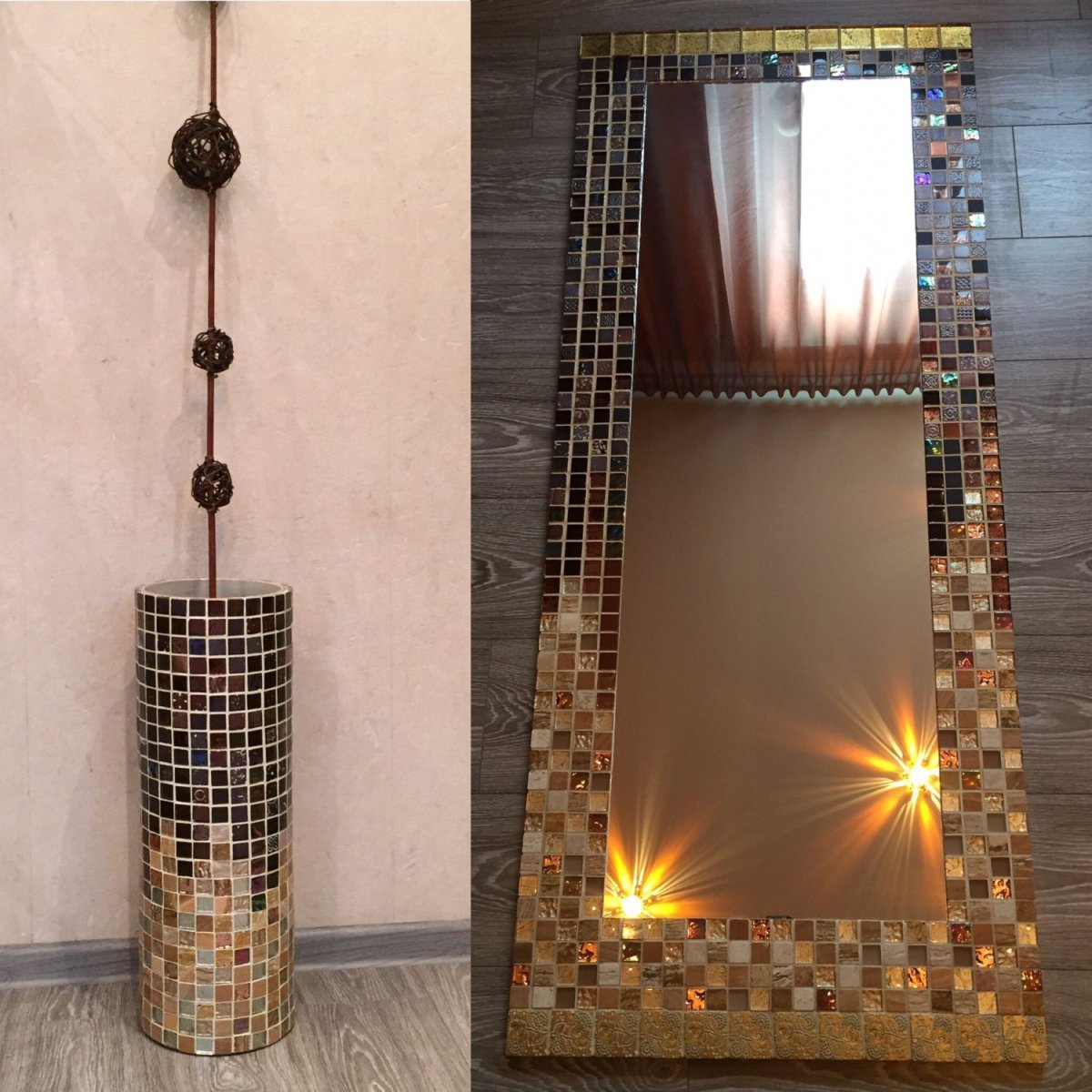 Отделка стен зеркальной мозаикой