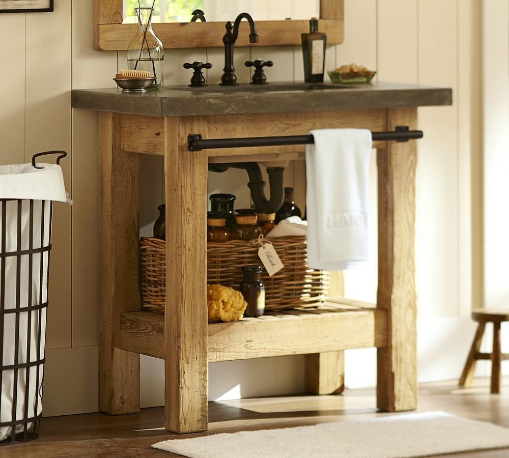 Деревянная полка для раковины