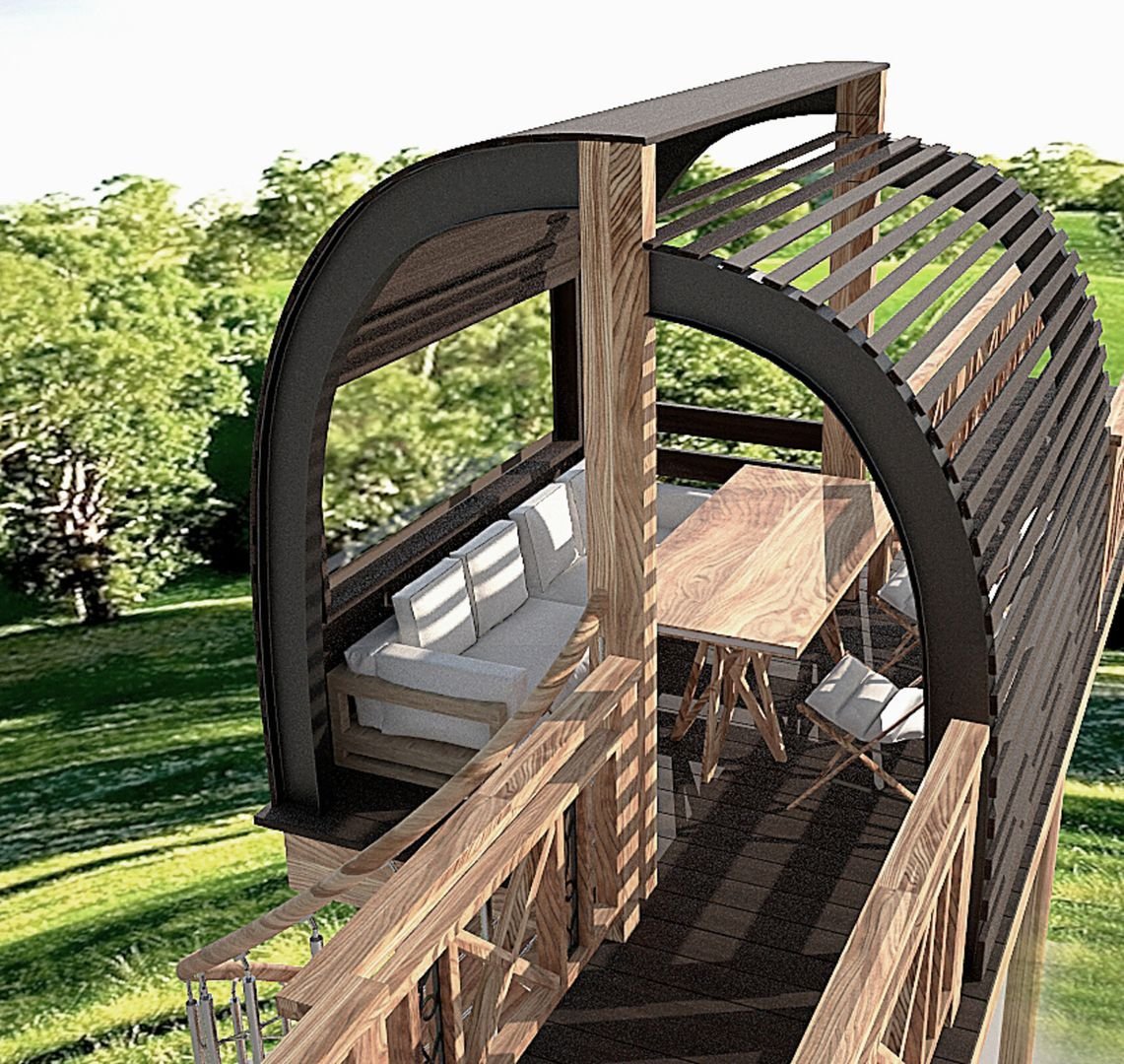 Двухэтажная беседка для дачи