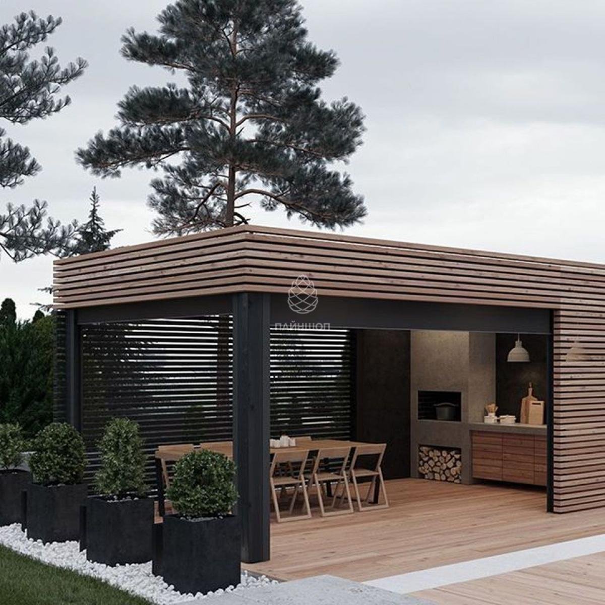 Пергола патио с мангалом