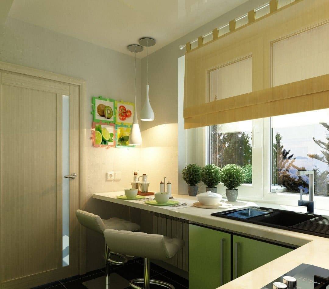 Интерьер маленькой кухни