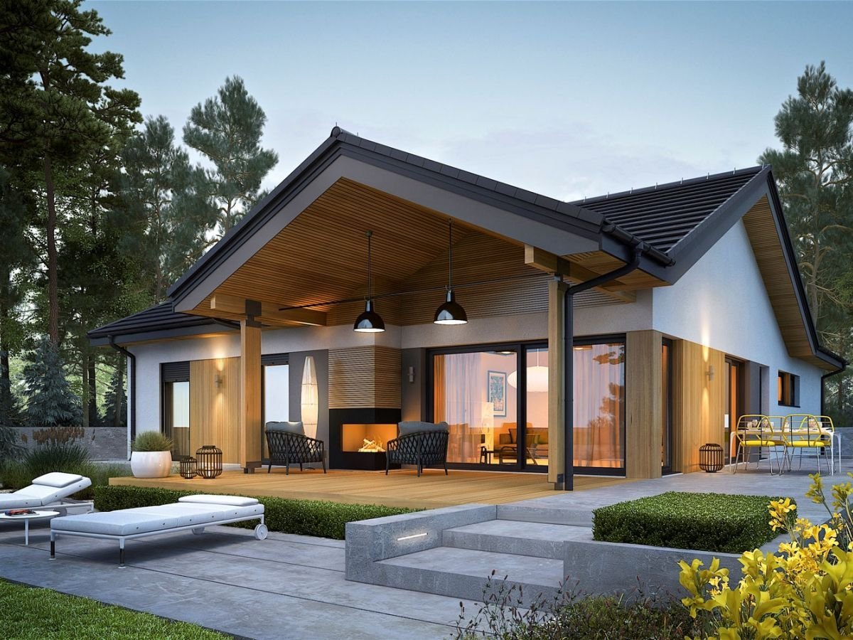 Одноэтажный дом 120кв с террасой