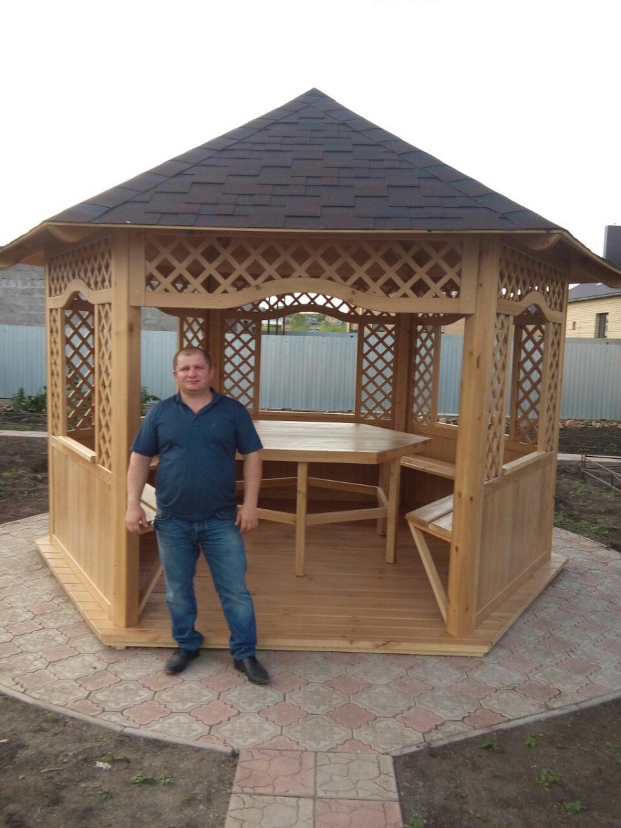 Беседка шестигранная деревянная