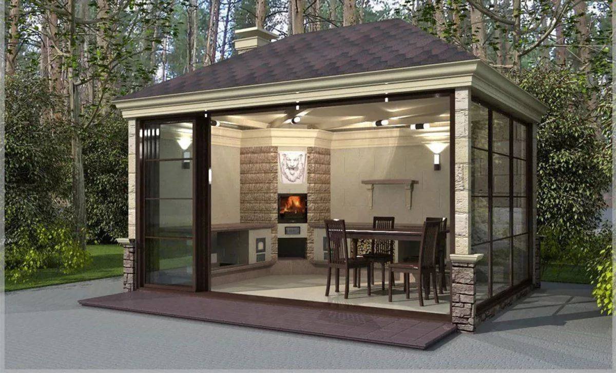 Мангальная зона закрытая беседка
