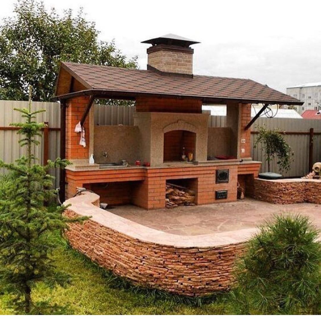 Пергола с барбекю и мангалом