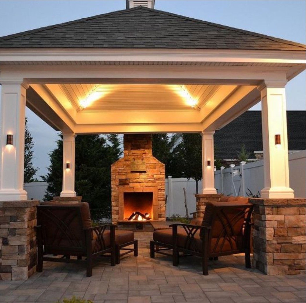 Пергола патио с мангалом