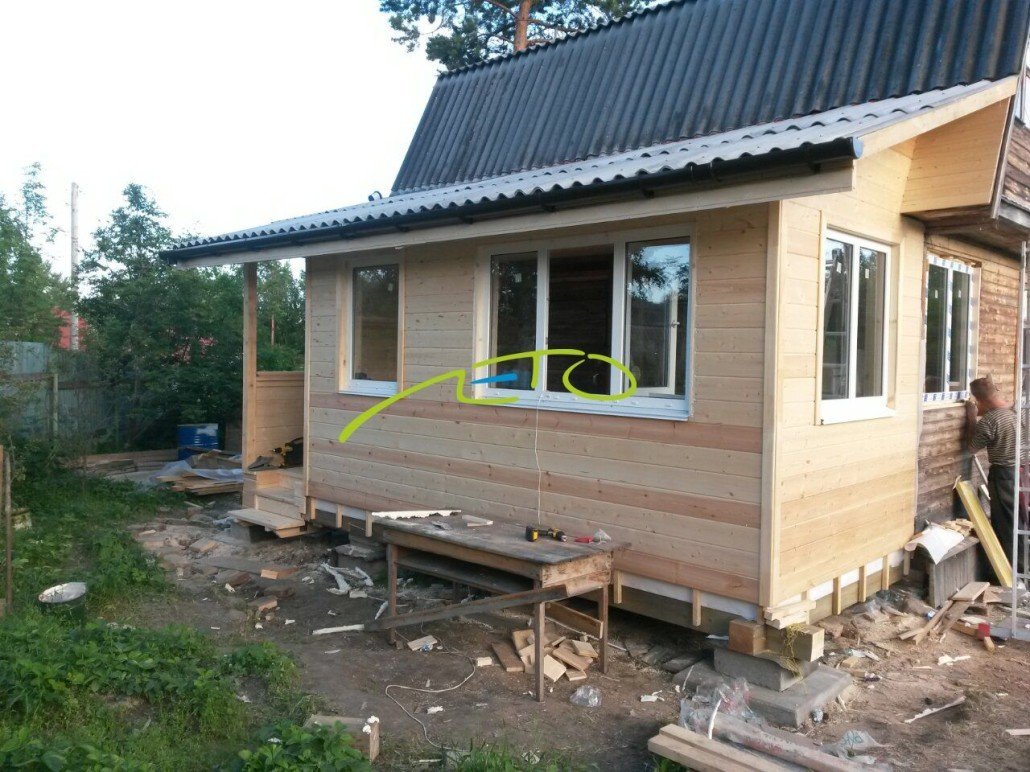 Каркасная веранда к дому утепленная