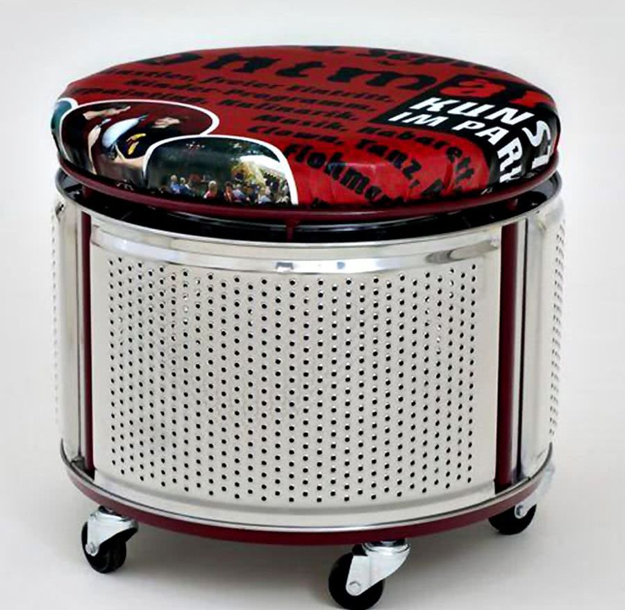 Пуфик из барабана от стиральной машины