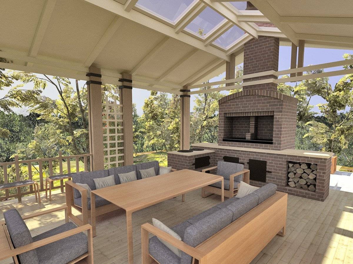 Пергола патио с мангалом
