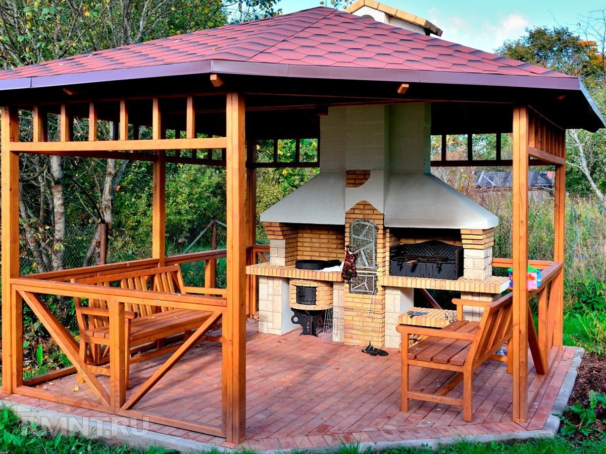 Беседка пергола с мангалом