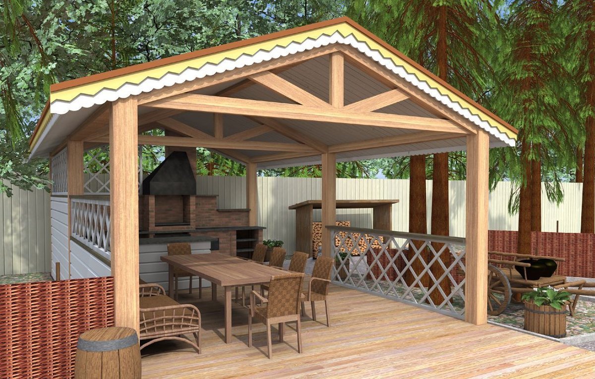 Фазенда беседка с мангалом