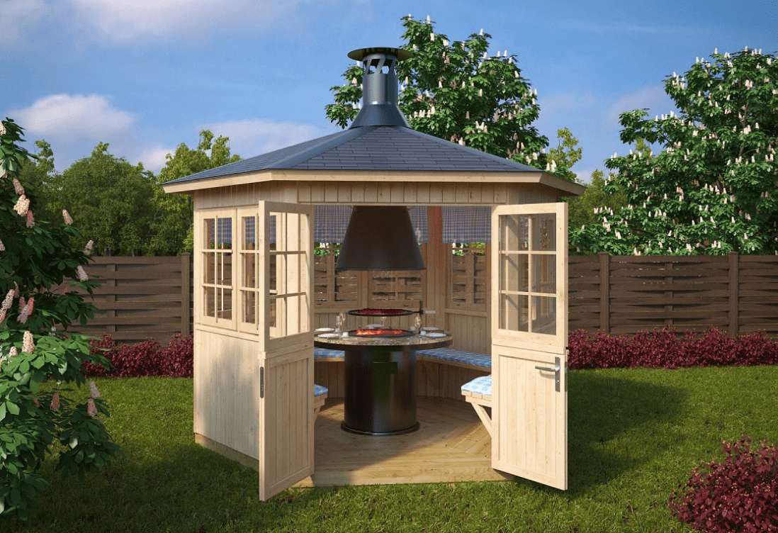 Беседка финская шестискатная проект