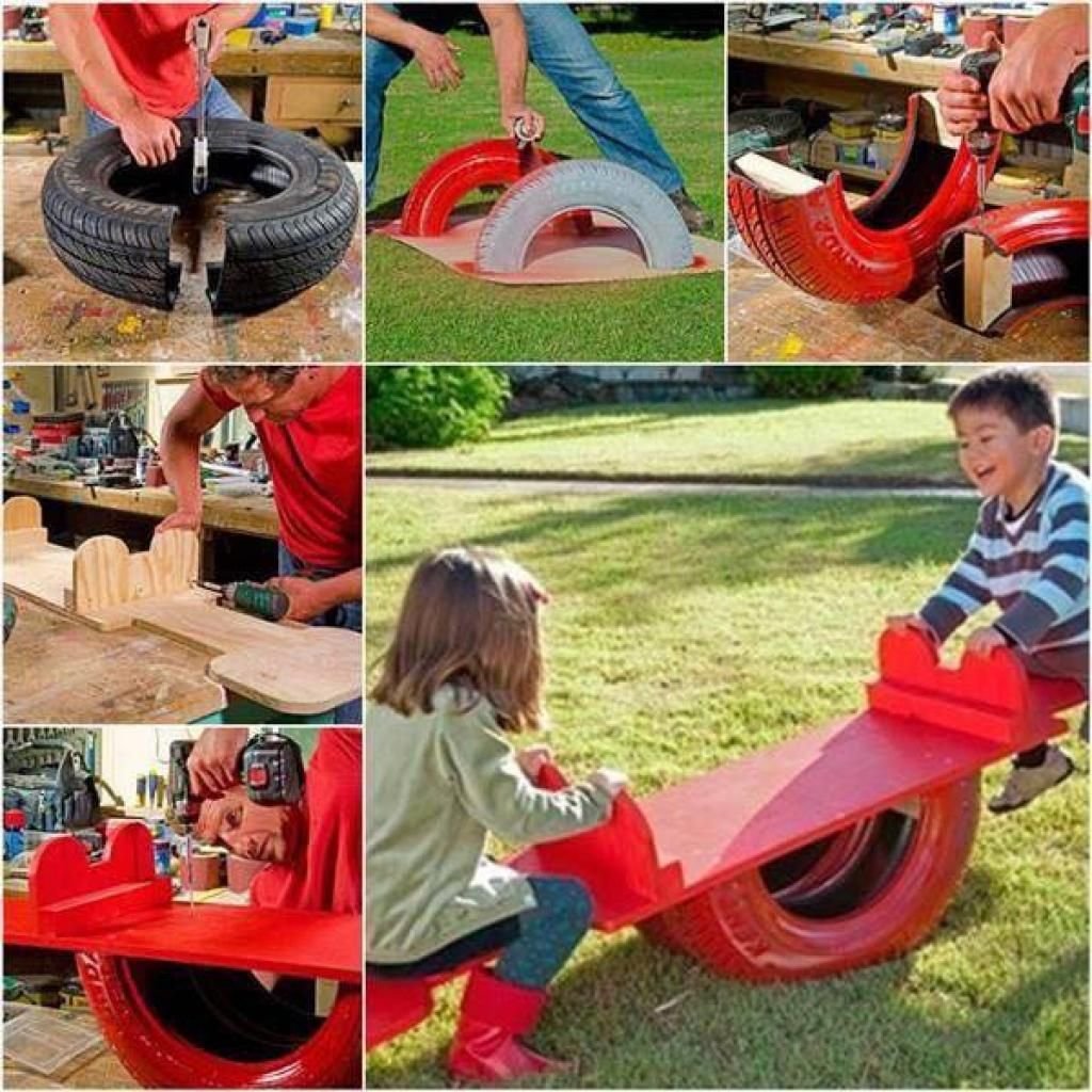 Качели из автопокрышки