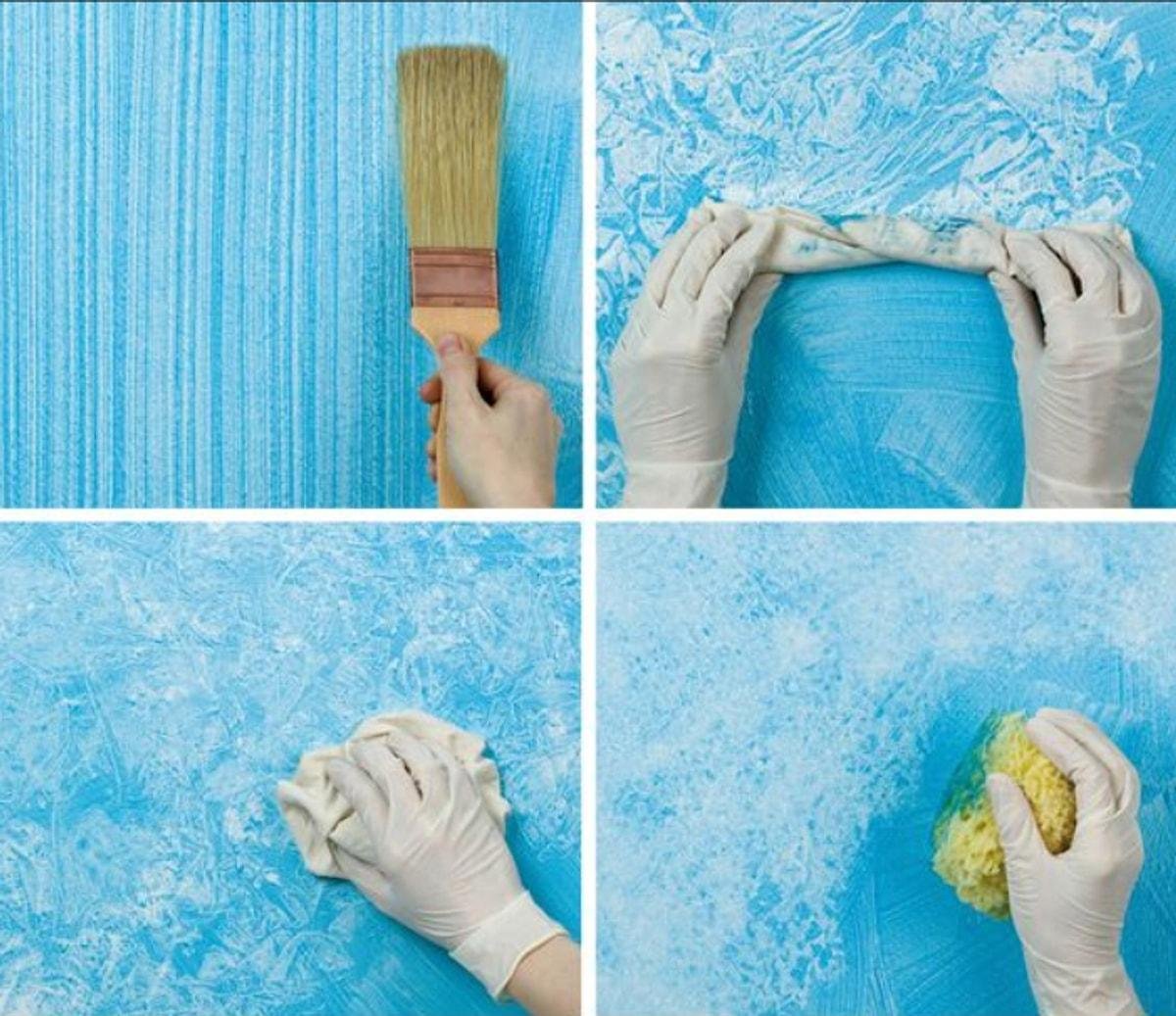 Нанесение краски губкой