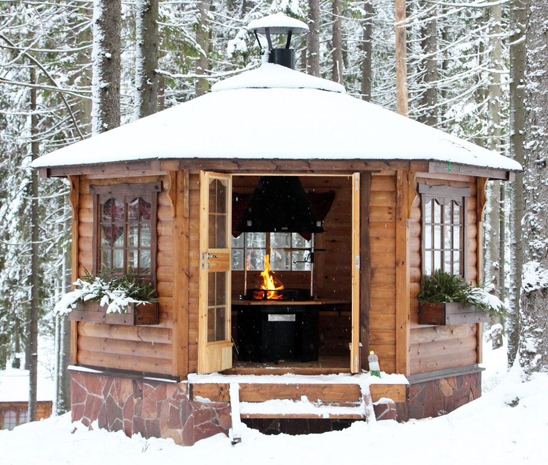 Зимние беседки с зоной барбекю