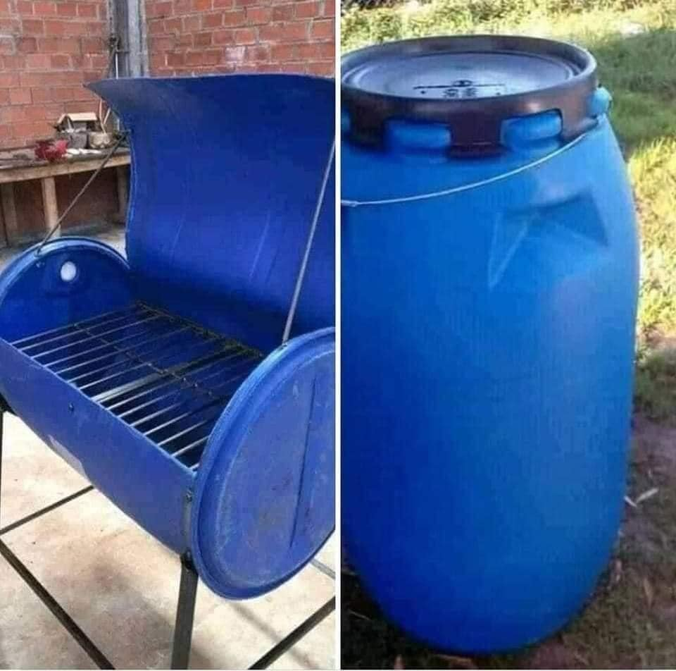 Пластиковая бочка мангал