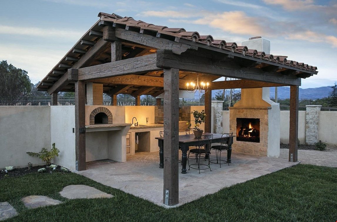 Зона барбекю с мангалом