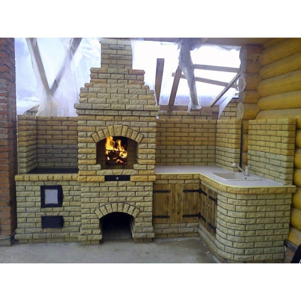 Печка барбекю из кирпича