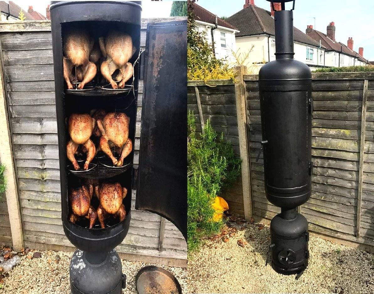 Коптилка горячего копчения из газового баллона