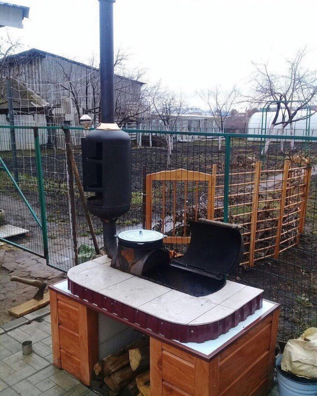 Печь 3 в 1 мангал казан коптилка