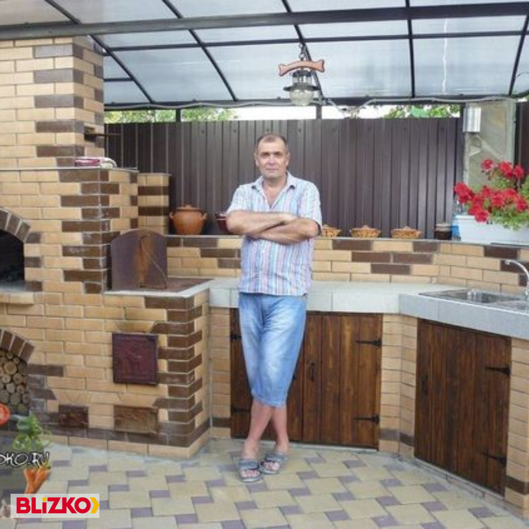 Летняя кухня барбекю из кирпича
