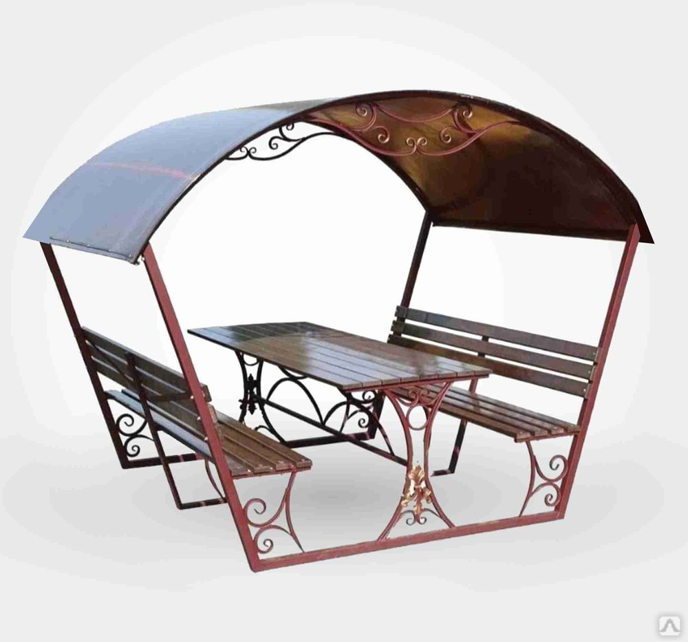 Беседка Садовая металлическая 286x268x249 см с крышей из поликарбоната