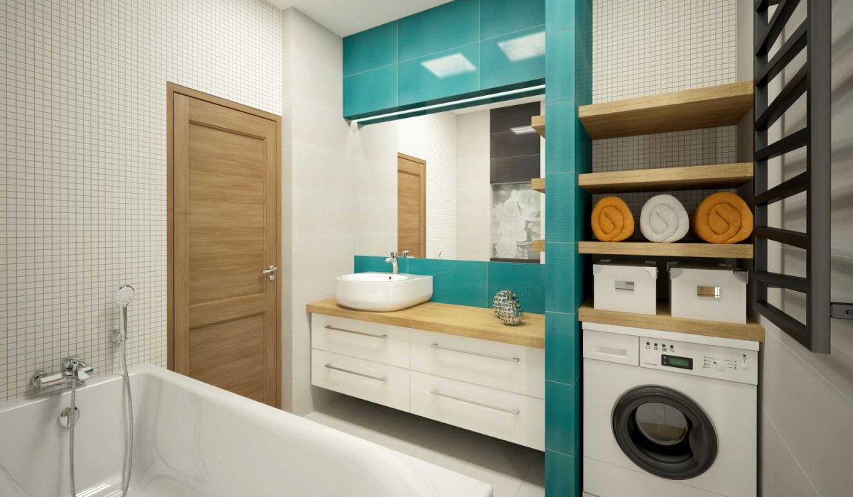 Шкаф в нише в ванной