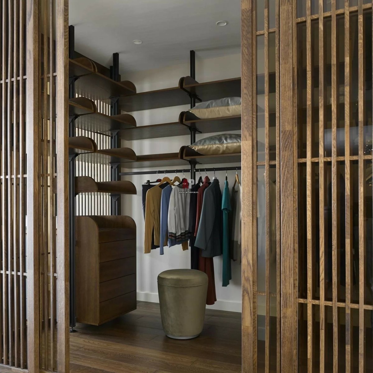 Реечные перегородки для гардеробной