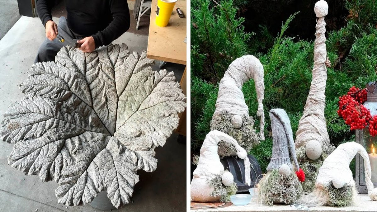 Гномы из цемента для сада